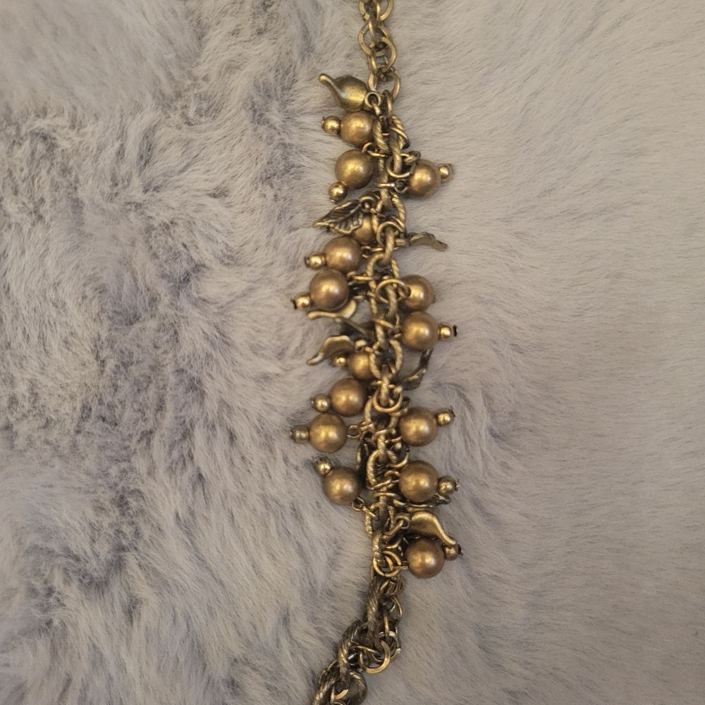 Aris by Treska Long Gold Bronze Leaves Necklace - Picture 5 of 9